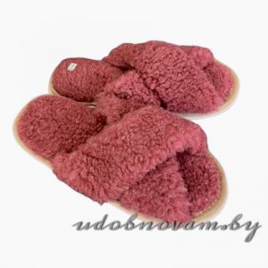 Тапочки м.164 Lanatex. мех овечья шерсть, цвет бордовый.